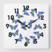 Butterflies Wall Clock Quadratische Wanduhr (Vorderseite)