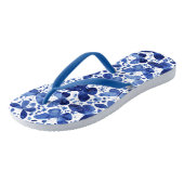 Butterflies Watercolor Blue Flip Flops Badesandalen (Schrägansicht)