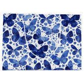 Butterflies Watercolor Indigo Große Geschenktüte (Rückseite)