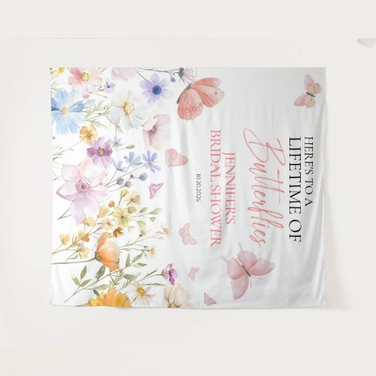 Butterflies Wildblume Brautparty Backdrops Wandteppich (Vorderseite (Horizontal))
