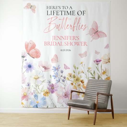 Butterflies Wildblume Brautparty Backdrops Wandteppich (Beispiel)