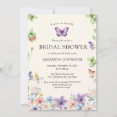 Butterflies & Wildblumen Bridal Dusche Einladung (Vorderseite)