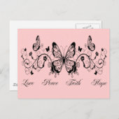 BUTTERFLIS & BLUME LIEBE FRIEDENSGEFÜHL POSTKARTE (Vorne/Hinten)