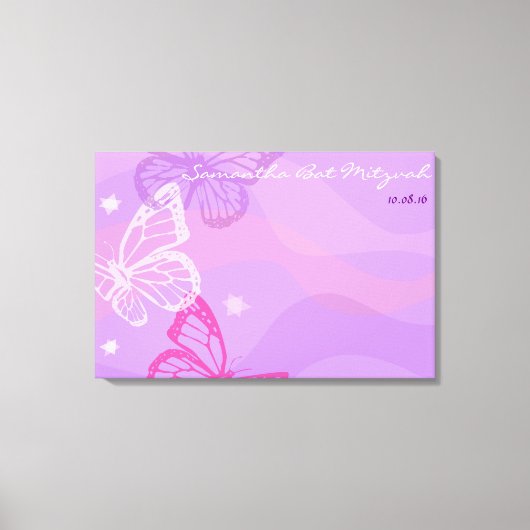 BUTTERFLIS & STARS Bat Mitzvah Sign in Board Leinwanddruck (Vorderseite)