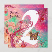 BUTTERFLUKT IN GLITZERN - Gold der zweiten Geburts Einladung (Vorne/Hinten)