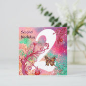 BUTTERFLUKT IN GLITZERN - Gold der zweiten Geburts Einladung (Stehend Vorderseite)