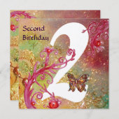 BUTTERFLUKT IN GLITZERN - Gold der zweiten Geburts Einladung (Vorne/Hinten)