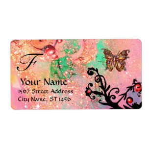 BUTTERFLUSS IN GLITZERN, rosa grün