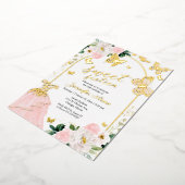 Butterfly 16 . Geburtstag Blush Blumenkleid Gold Folieneinladung (Gedreht)