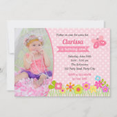 Butterfly 1. Geburtstag Einladung mit Foto (Vorderseite)