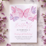 Butterfly 1. Geburtstag Einladung Pink Lila Girl<br><div class="desc">Schmetterling Einladung zum 1. Geburtstag mit rosa und lila Schmetterlingen. Die perfekte Einladung für Ihre kleinen Mädchen zum ersten Geburtstag.</div>