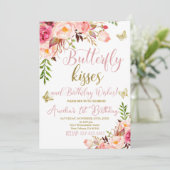 Butterfly 1. Geburtstag, Mädchen 1. Geburtstag Einladung (Stehend Vorderseite)