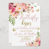 Butterfly 1. Geburtstag, Mädchen 1. Geburtstag Einladung (Vorne/Hinten)