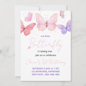 Butterfly 1. Geburtstag Party Einladung (Vorderseite)