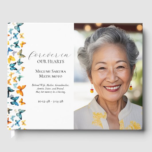 Butterfly 2-Foto-Begräbnisgastronomie Gästebuch (Vorderseite)