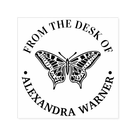Butterfly #3 Silhouette Round "From the Desk of th Permastempel (Design)