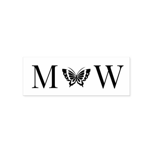 Butterfly #4 Couple Wedding 2 Initial Monogram Permastempel (Design)