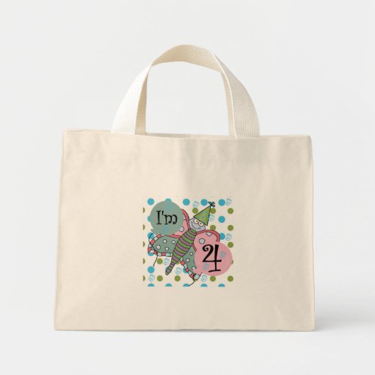 Butterfly 4. Geburtstag - Hemden und Geschenke Mini Stoffbeutel (Vorne)