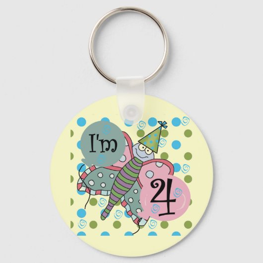 Butterfly 4. Geburtstag - Hemden und Geschenke Schlüsselanhänger (Vorderseite)