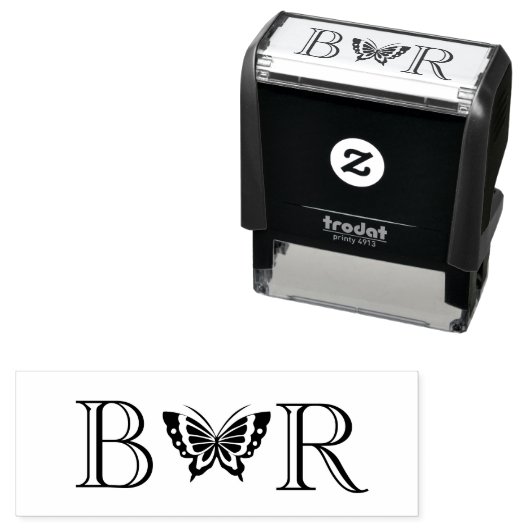 Butterfly #4C Couple Wedding 2 Initial Monogram Permastempel (Beispiel)