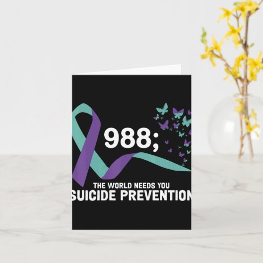 Butterfly 988 Suicide Prevention 988 Rainbow Karte (Gelbe Blume)