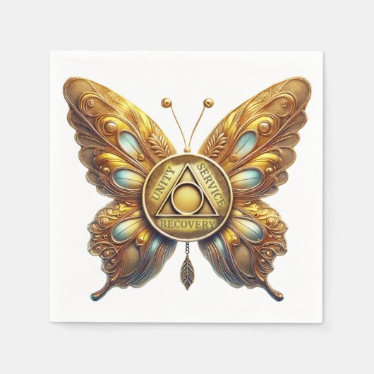 Butterfly AA Unity | 12 Step Recovery Slogan Serviette (Vorderseite)