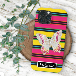 Butterfly abstract retro stripes hipster minimal Case-Mate iPhone Hülle