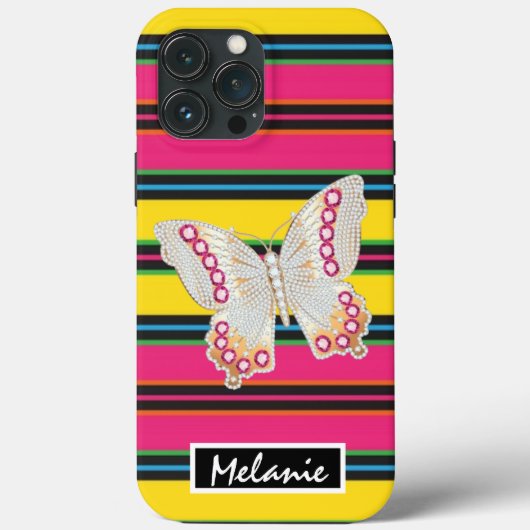 Butterfly abstract retro stripes hipster minimal Case-Mate iPhone Hülle (Rückseite)