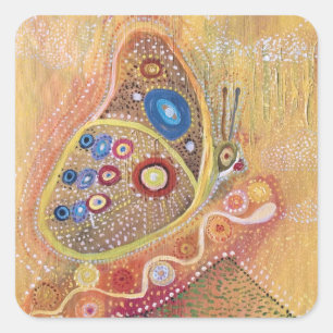 Butterfly Abstrakt Art Painting Square Sticker