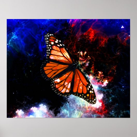 Butterfly abstrakte dunkelblaue Fraktale Poster (Vorne)