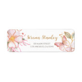 Butterfly-Adressetiketten | Girl Gold Baby Dusche (Vorne)