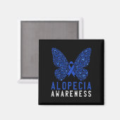 Butterfly Alopecia Awareness Blue OM Ribbon Supple Magnet (Vorderseite/Rückseite)