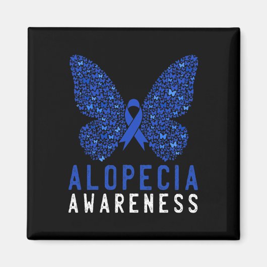 Butterfly Alopecia Awareness Blue OM Ribbon Supple Magnet (Vorne)