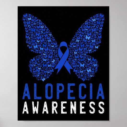 Butterfly Alopecia Awareness Blue OM Ribbon Supple Poster (Vorne)