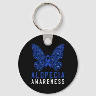 Butterfly Alopecia Awareness Blue OM Ribbon Supple Schlüsselanhänger