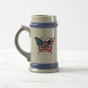 Butterfly American Flag Design-62616 Bierglas
