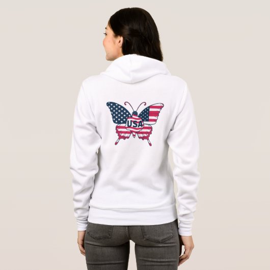 Butterfly American Flag Design-62616 Hoodie (Schwarz voll)