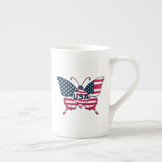 Butterfly American Flag Design-62616 Porzellantasse (Rechts)