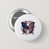 Butterfly American Flag Patriotic USA 4. Juli Button (Vorne & Hinten)