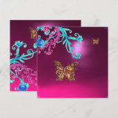 BUTTERFLY AMETHYST , lila blau hellrosa Einladung (Vorne/Hinten)