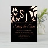 Butterfly Ampersand Pressed Black Foil Einladung (Stehend vorne)