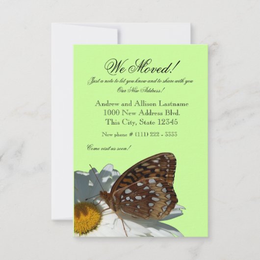 Butterfly and Daisy New Address Ankündigung (Vorderseite)