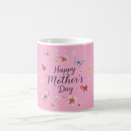 Butterfly and Floral Happy Mother's Day  Kaffeetasse