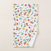 Butterfly And Floral Pattern  Badhandtuch Set (Handtuch)