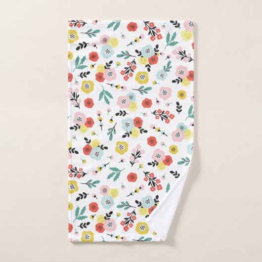 Butterfly And Floral Pattern  Badhandtuch Set (Handtuch)