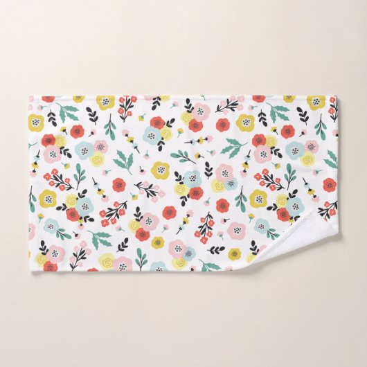 Butterfly And Floral Pattern  Badhandtuch Set (Handtuch)