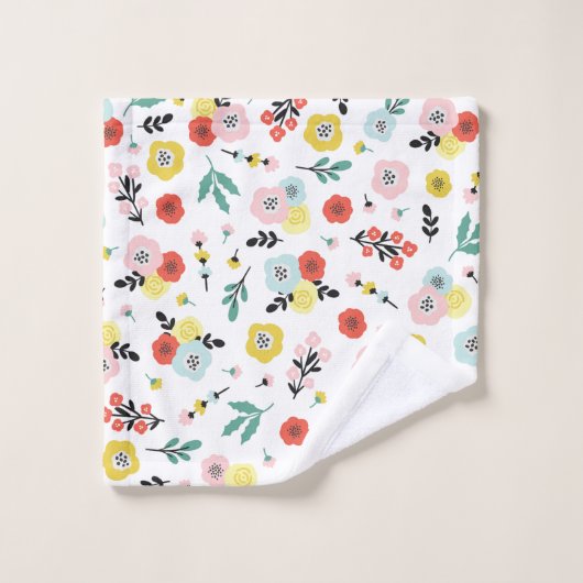 Butterfly And Floral Pattern  Badhandtuch Set (Waschlappen)