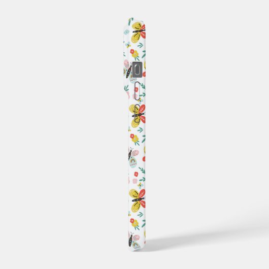 Butterfly And Floral Pattern  iPhone Hülle (Linke Seite)