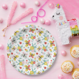 Butterfly And Floral Pattern  Pappteller