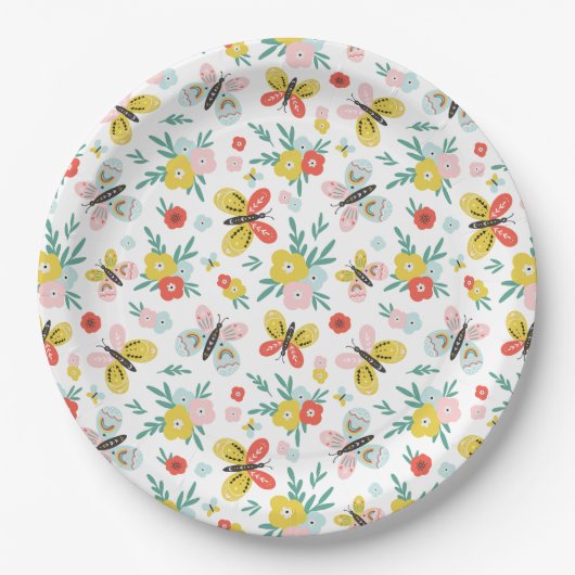 Butterfly And Floral Pattern  Pappteller (Vorderseite)